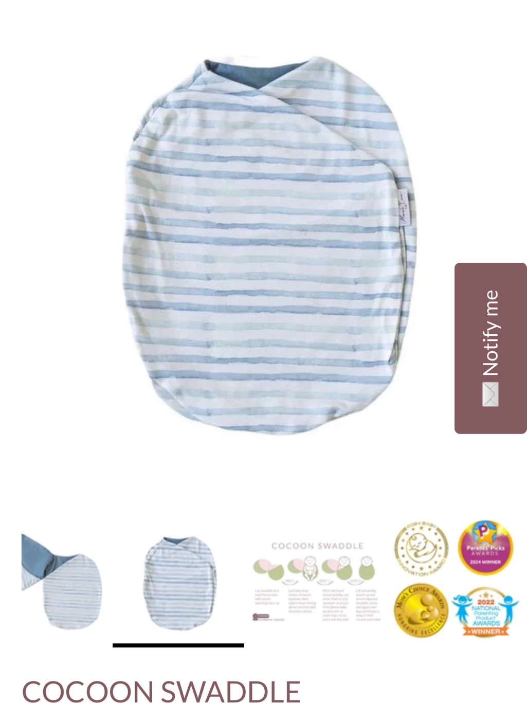 Mama Coco Blue Stripe Baby Swaddle -Xsmall — image 3 of 5